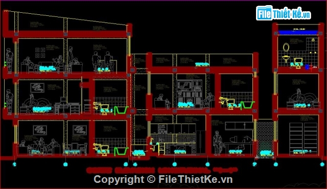 Kiến trúc,bản vẽ 3 tầng,khách sạn,bản vẽ cad
